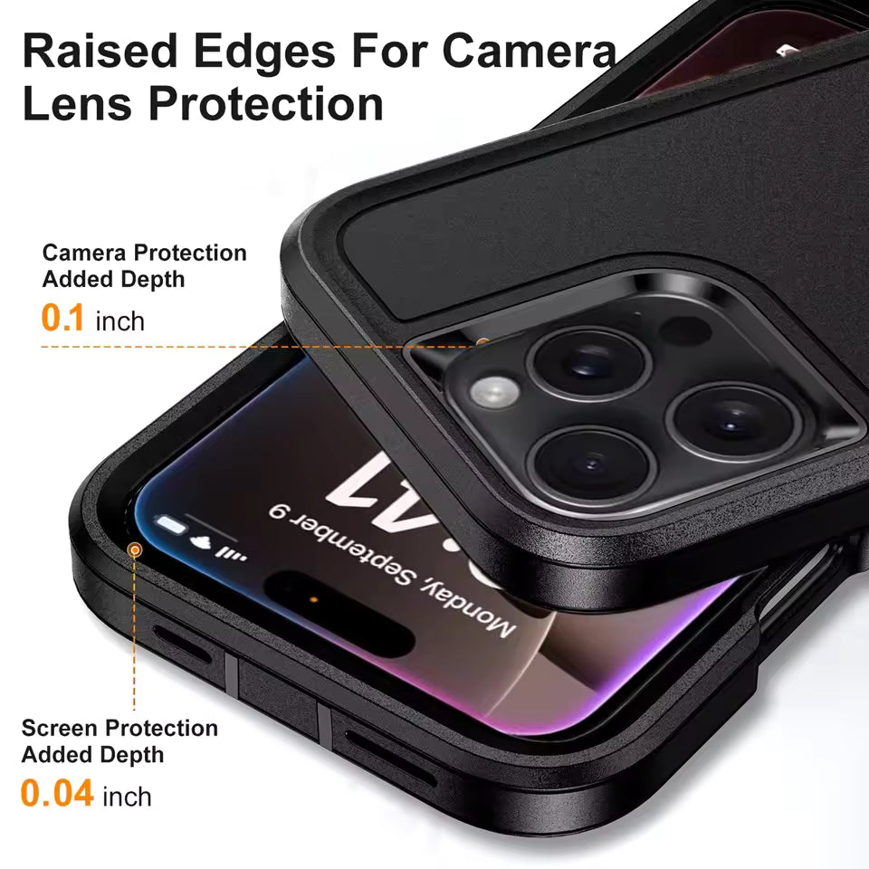 iPhone Heavy Duty Shock Absorption Full Body Case - Black