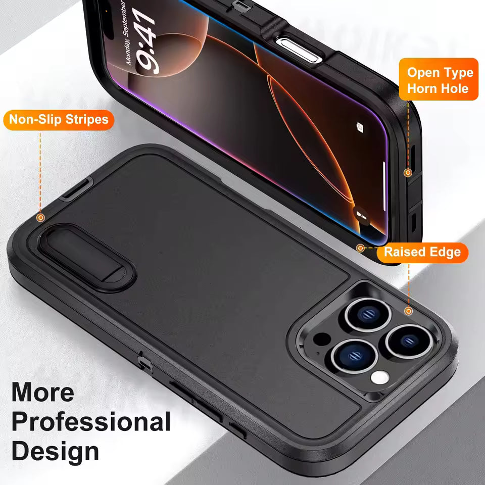 iPhone Heavy Duty Shock Absorption Full Body Case - Black