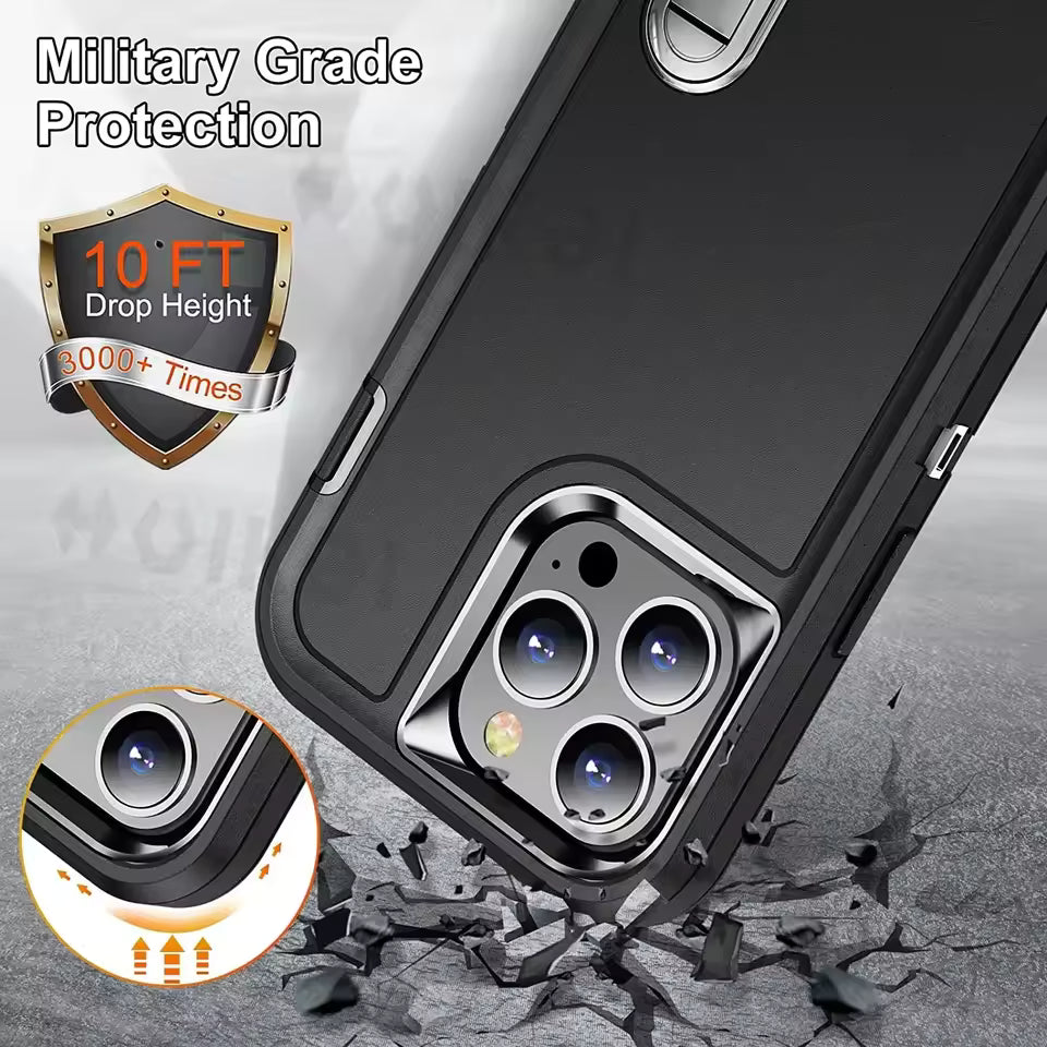 iPhone Heavy Duty Shock Absorption Full Body Case - Black